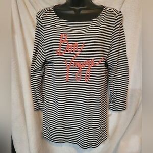 Bon Voyage Striped Top By Charter Club Size Medium NWT